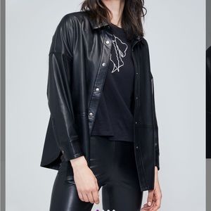 NEW IN PACKAGE- WILDFOX Black Faux Leather Button-Up Jacket